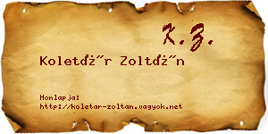 Koletár Zoltán névjegykártya